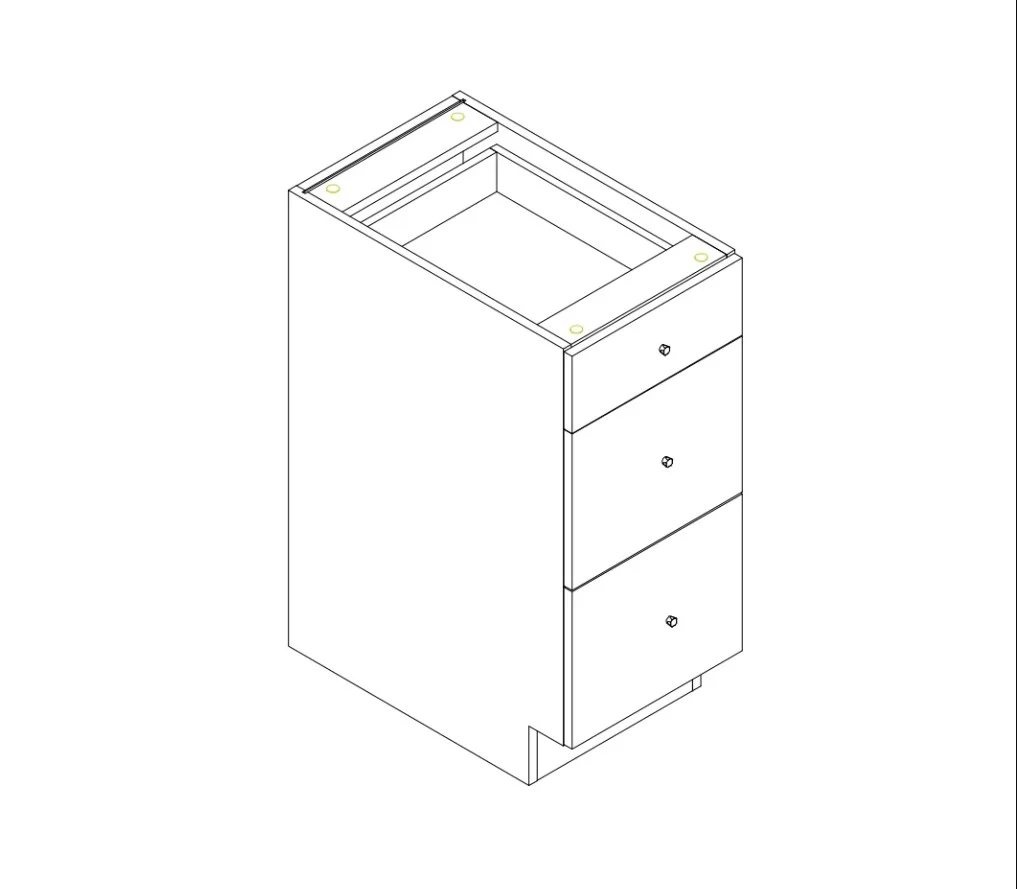 24 in. Wide x 24 in. Deep x 34.5 in. Tall - Walnut 3 Drawer Closet Cabinet - Image 2