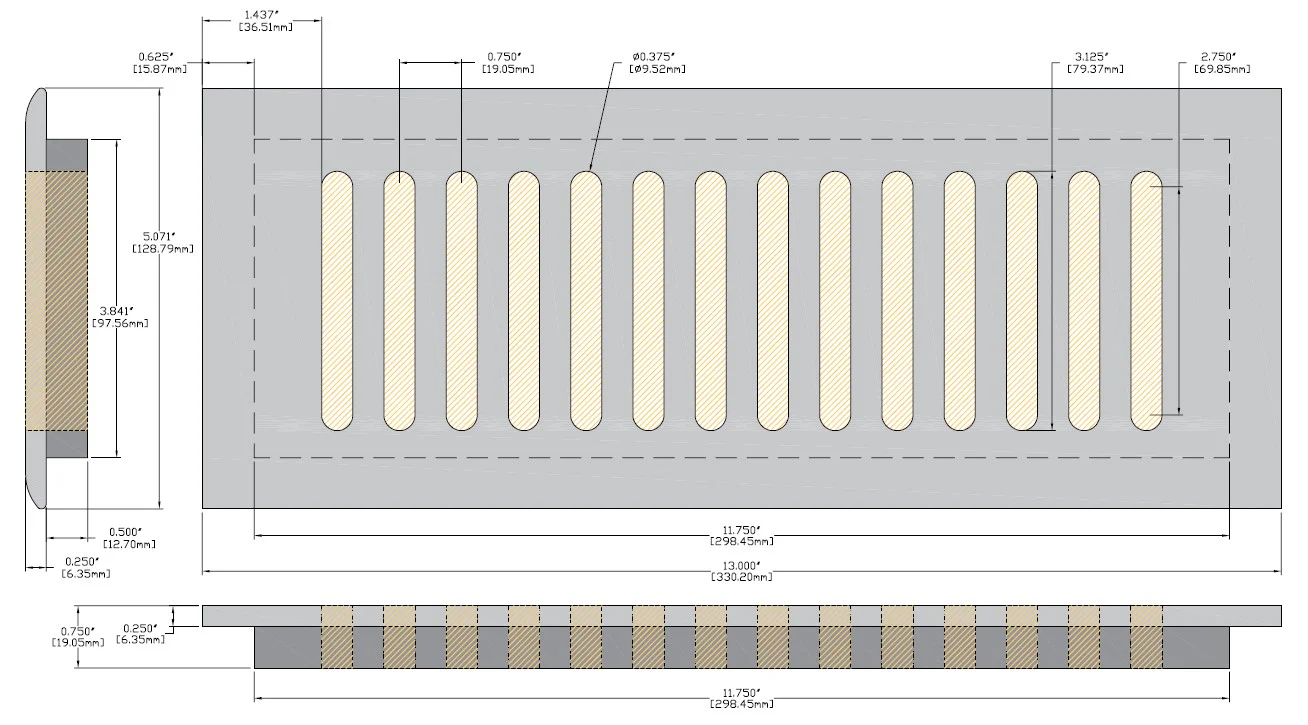 4 x 12 Copper Oak Drop In Grill - Image 2