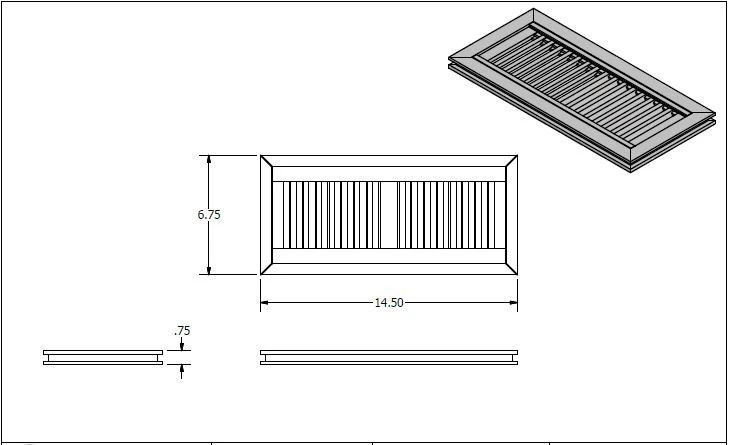 4" x 12" Unfinished White Oak Flush Grill - Image 2