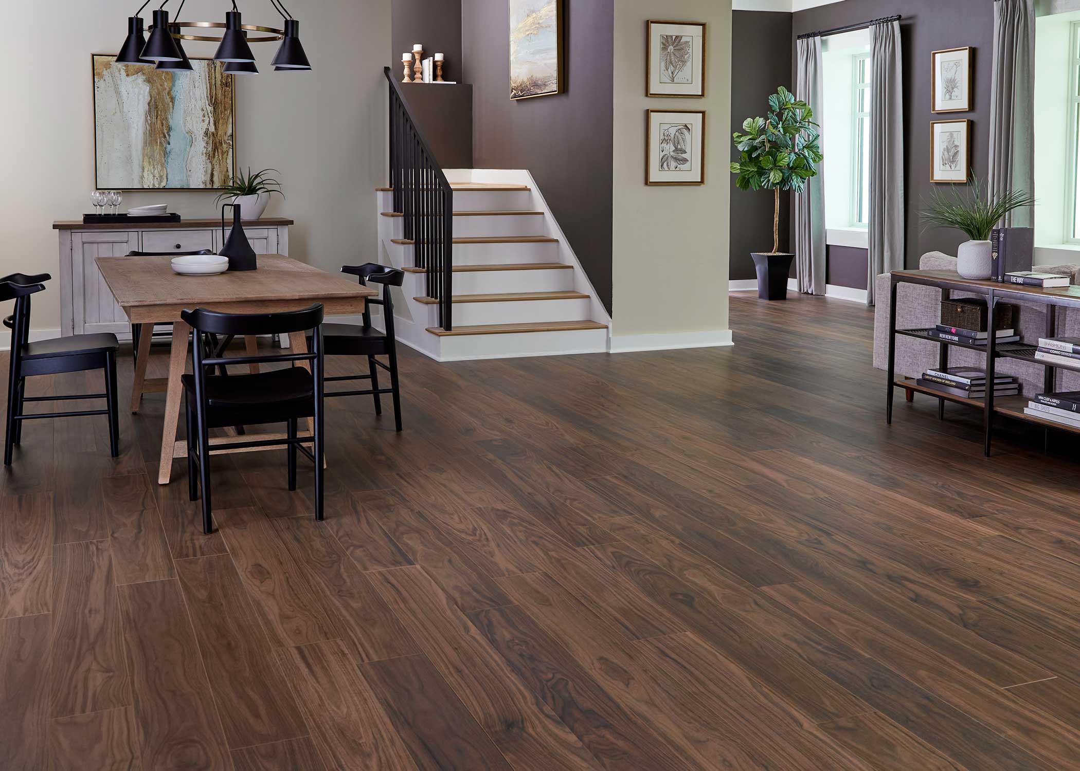 8mm w/pad Willow Bend Walnut Water-Resistant Hybrid Resilient Flooring - Sample - Image 2