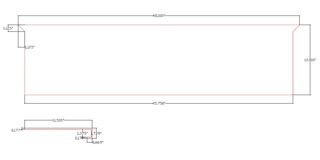 Glenbrook Bay 48" inch Square Retrofit Tread with Return - Image 2