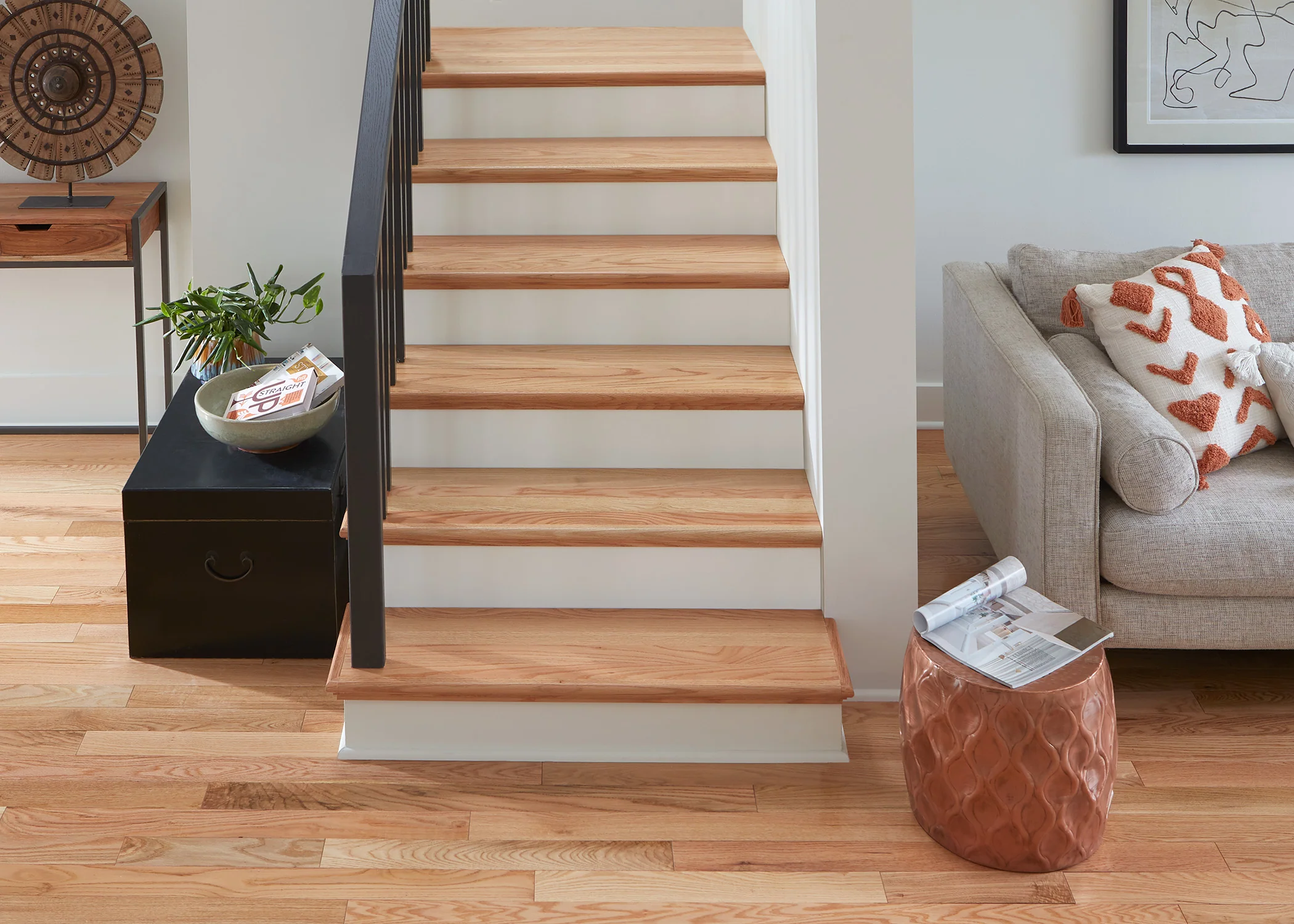 Prefinished Red Oak Select Solid Hardwood 1 in. Thick x 11.5 in. Wide x 48 in. Length Tread - Image 2