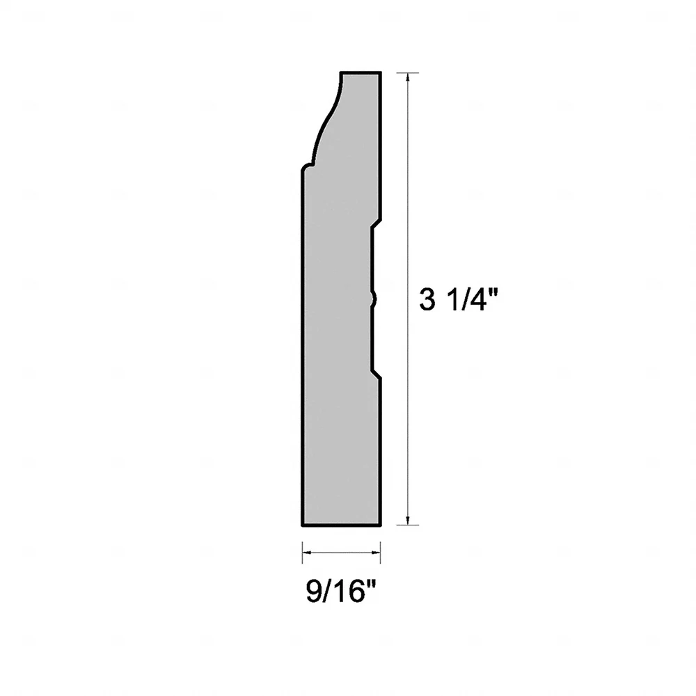 Unfinished Red Oak 3-1/4 in. Tall x 9/16 in. Thick x 8 ft. Length Baseboard - Image 2